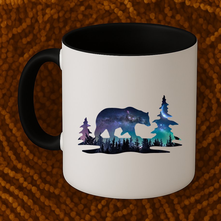 Night Sky Wilderness Bear Mug