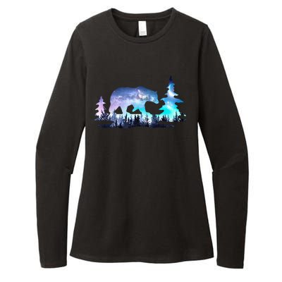 Night Sky Wilderness Bear Womens CVC Long Sleeve Shirt