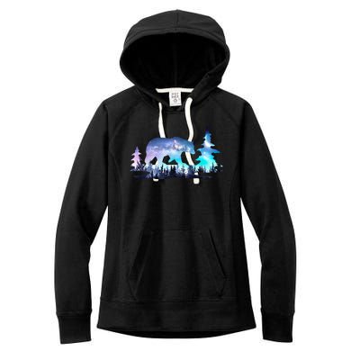 Night Sky Wilderness Bear Women's Fleece Hoodie