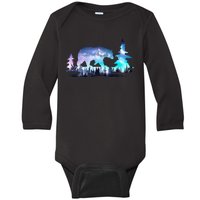 Night Sky Wilderness Bear Baby Long Sleeve Bodysuit