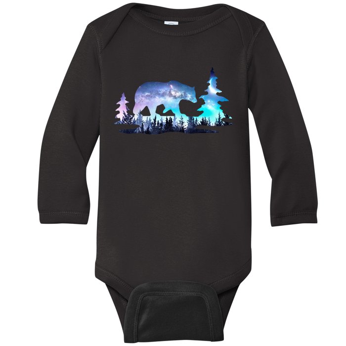 Night Sky Wilderness Bear Baby Long Sleeve Bodysuit