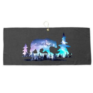 Night Sky Wilderness Bear Large Microfiber Waffle Golf Towel