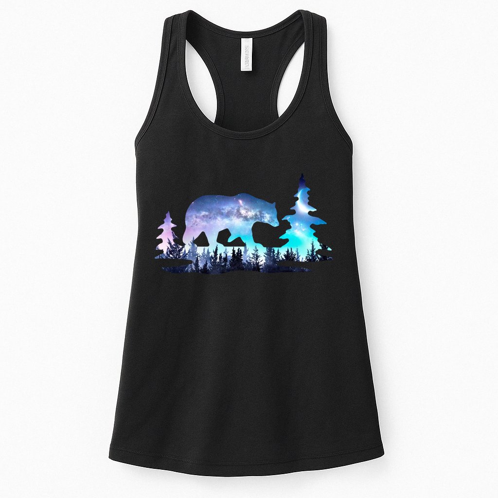 Night Sky Wilderness Bear Womens Tank Top