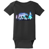 Night Sky Wilderness Bear Baby Bodysuit