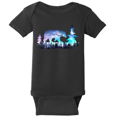 Night Sky Wilderness Bear Baby Bodysuit