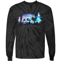 Night Sky Wilderness Bear Tie-Dye Long Sleeve Shirt