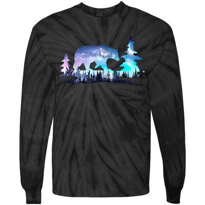 Night Sky Wilderness Bear Tie-Dye Long Sleeve Shirt