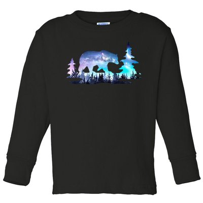 Night Sky Wilderness Bear Toddler Long Sleeve Shirt