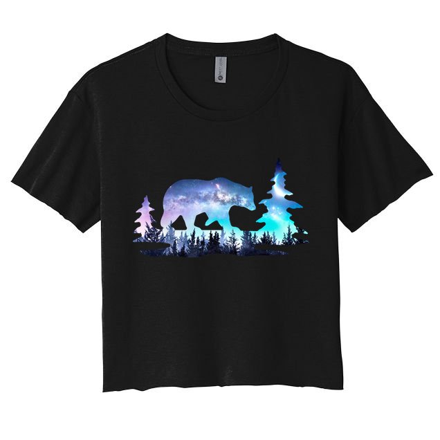 Night Sky Wilderness Bear Crop Top