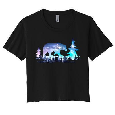 Night Sky Wilderness Bear Women's Crop Top Tee