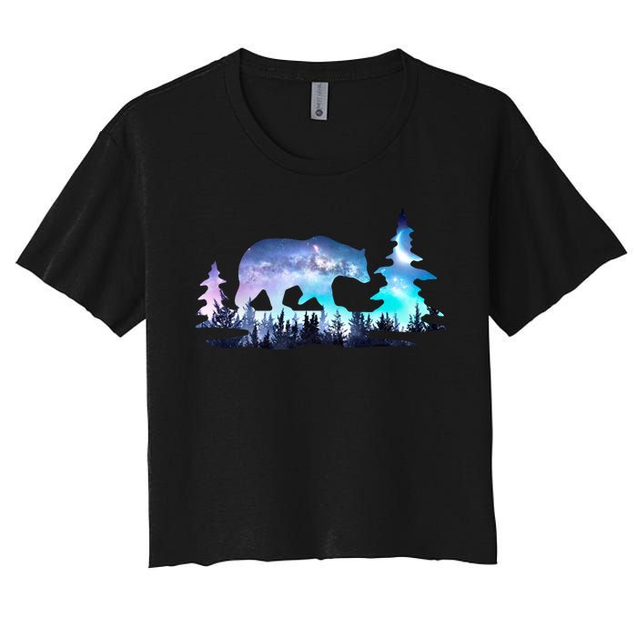 Night Sky Wilderness Bear Women's Crop Top Tee