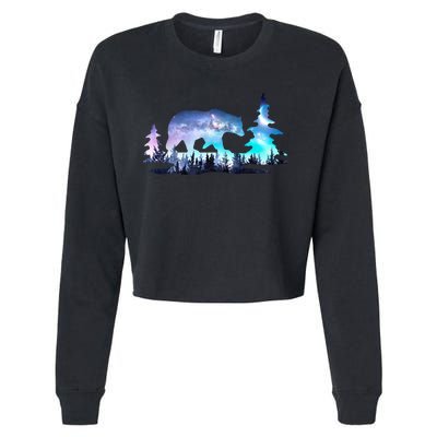 Night Sky Wilderness Bear Cropped Pullover Crew