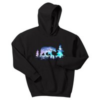 Night Sky Wilderness Bear Kids Hoodie