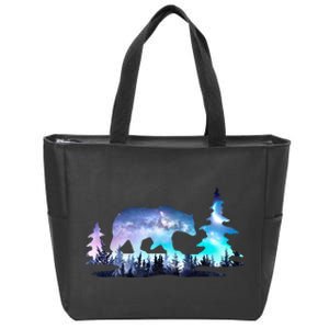 Night Sky Wilderness Bear Zip Tote Bag