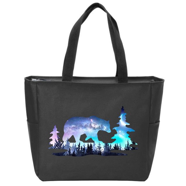 Night Sky Wilderness Bear Zip Tote Bag