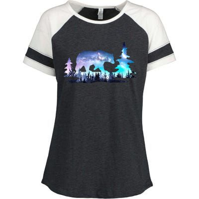 Night Sky Wilderness Bear Enza Ladies Jersey Colorblock Tee