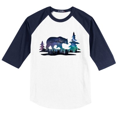 Night Sky Wilderness Bear Baseball Sleeve Shirt