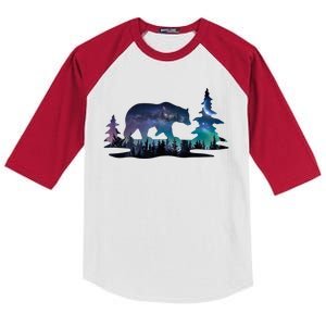 Night Sky Wilderness Bear Kids Colorblock Raglan Jersey