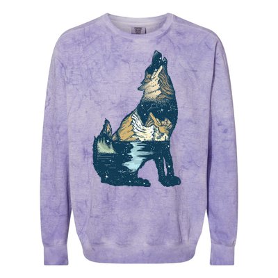 Night Wolf Wilderness Colorblast Crewneck Sweatshirt