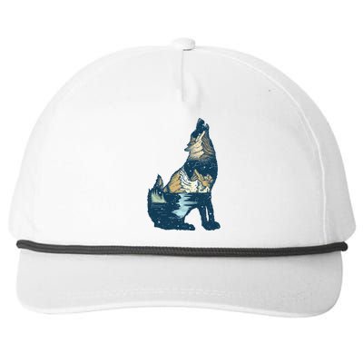 Night Wolf Wilderness Snapback Five-Panel Rope Hat