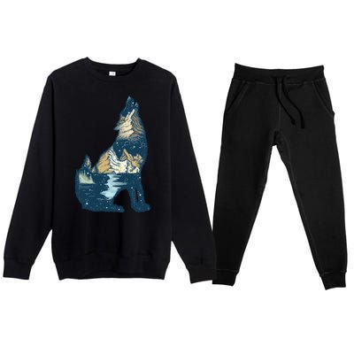 Night Wolf Wilderness Premium Crewneck Sweatsuit Set