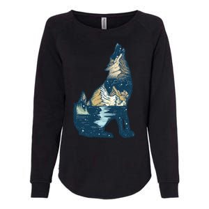 Night Wolf Wilderness Womens California Wash Sweatshirt