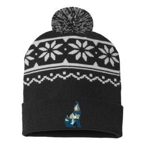 Night Wolf Wilderness USA-Made Snowflake Beanie