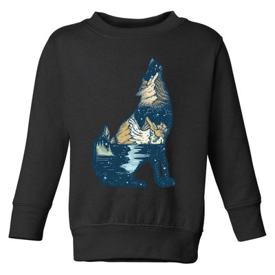 Night Wolf Wilderness Toddler Sweatshirt