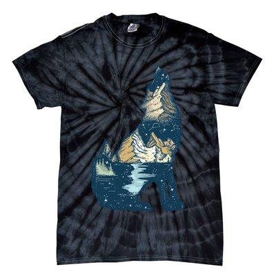 Night Wolf Wilderness Tie-Dye T-Shirt