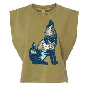 Night Wolf Wilderness Garment-Dyed Women's Muscle Tee