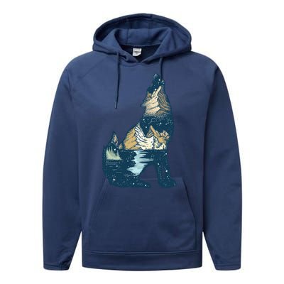 Night Wolf Wilderness Performance Fleece Hoodie