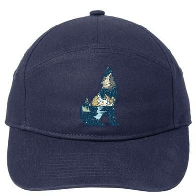 Night Wolf Wilderness 7-Panel Snapback Hat