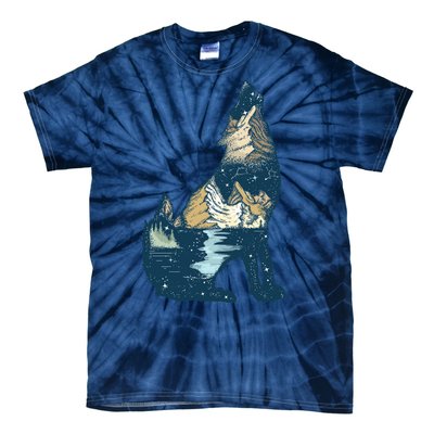 Night Wolf Wilderness Tie-Dye T-Shirt