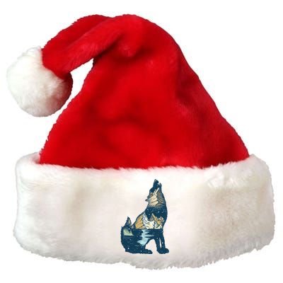 Night Wolf Wilderness Premium Christmas Santa Hat