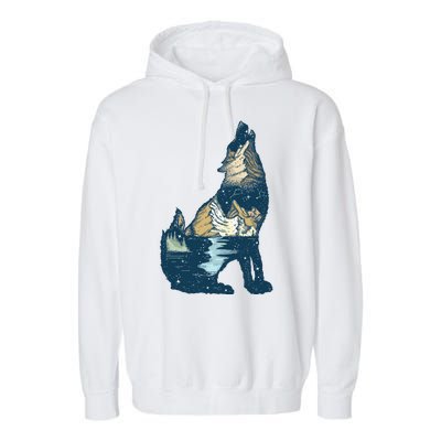 Night Wolf Wilderness Garment-Dyed Fleece Hoodie