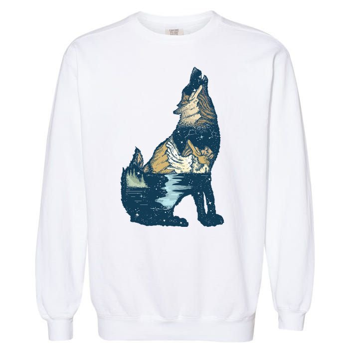 Night Wolf Wilderness Garment-Dyed Sweatshirt