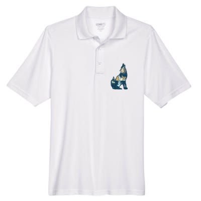 Night Wolf Wilderness Men's Origin Performance Pique Polo