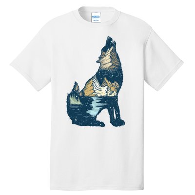 Night Wolf Wilderness Tall T-Shirt