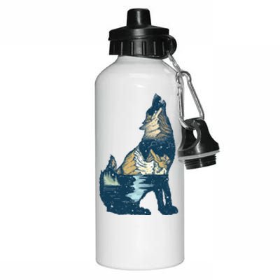 Night Wolf Wilderness Aluminum Water Bottle 