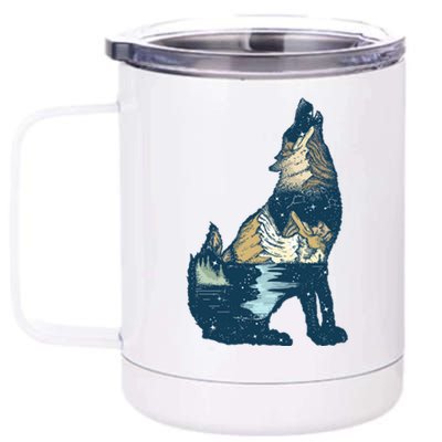 Night Wolf Wilderness 12 oz Stainless Steel Tumbler Cup