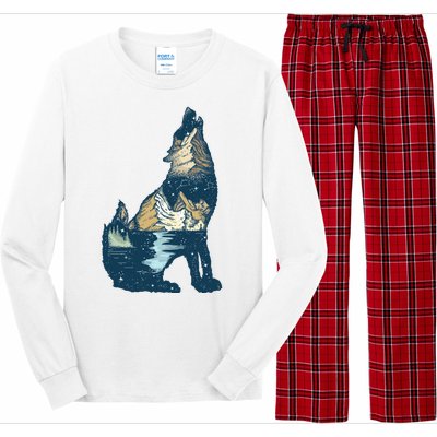 Night Wolf Wilderness Long Sleeve Pajama Set