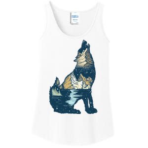 Night Wolf Wilderness Ladies Essential Tank