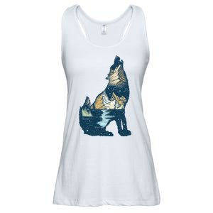 Night Wolf Wilderness Ladies Essential Flowy Tank