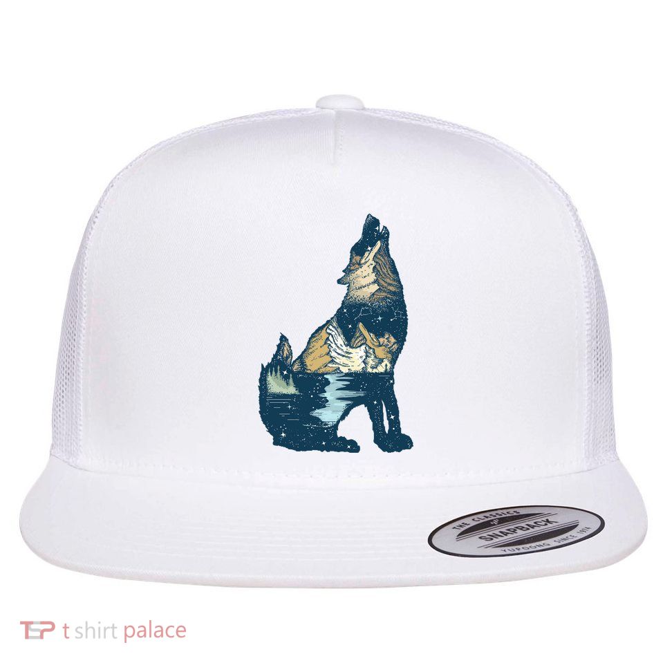 Night Wolf Wilderness Flatbill Hat