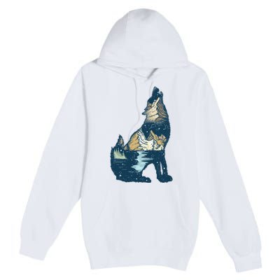 Night Wolf Wilderness Premium Pullover Hoodie