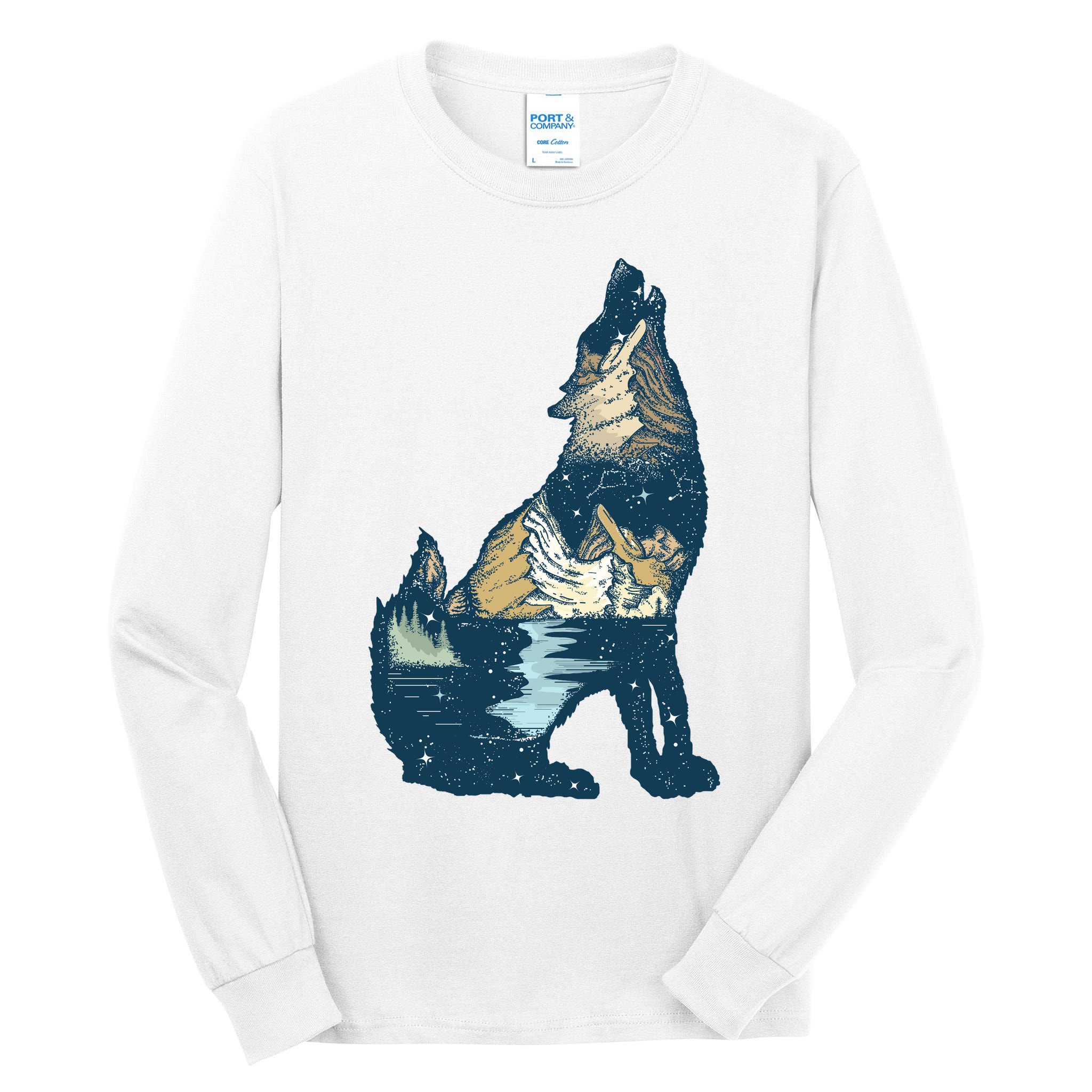 Night Wolf Wilderness Tall Long Sleeve T-Shirt