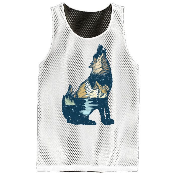 Night Wolf Wilderness Mesh Reversible Basketball Jersey Tank