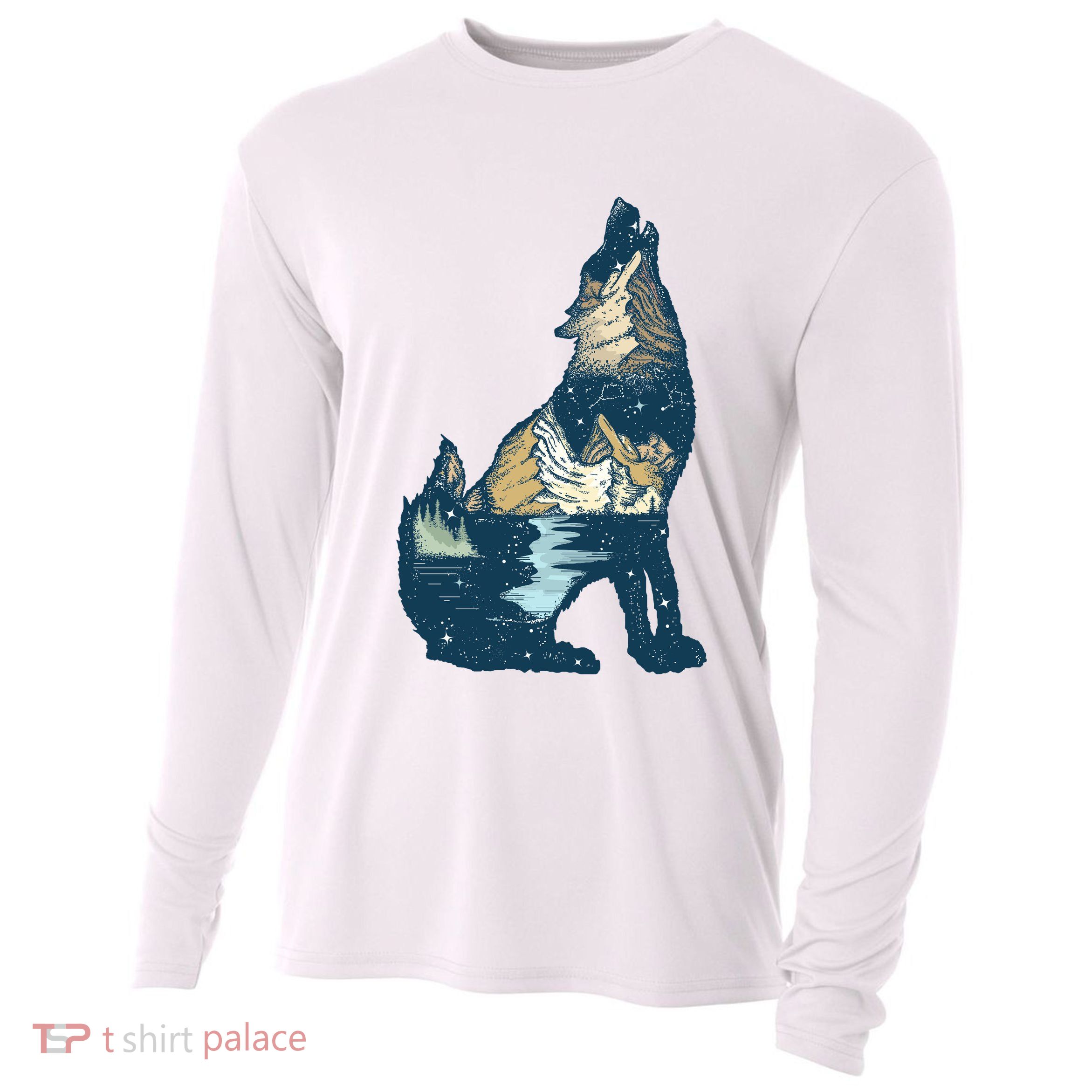 Night Wolf Wilderness Cooling Performance Long Sleeve Crew