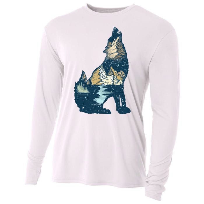 Night Wolf Wilderness Cooling Performance Long Sleeve Crew