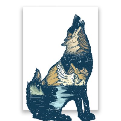 Night Wolf Wilderness Poster